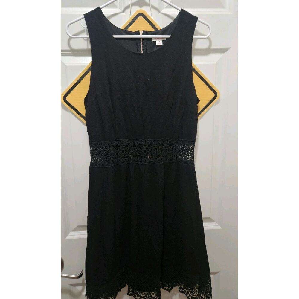 Xhilaration A-Line Dress Women M Black Crochet Lace Waist Lined Back Zip